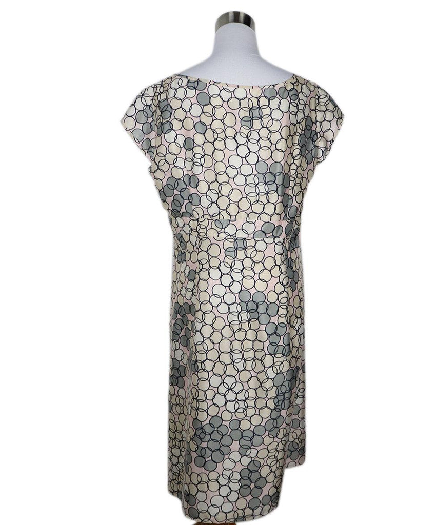 Escada Grey Pink & Beige Print Silk Dress sz 12 - Michael's Consignment NYC