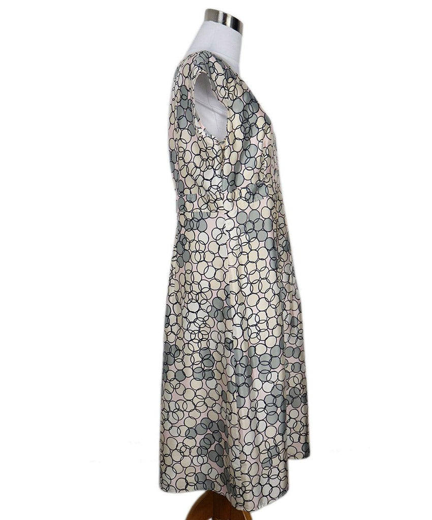 Escada Grey Pink & Beige Print Silk Dress sz 12 - Michael's Consignment NYC