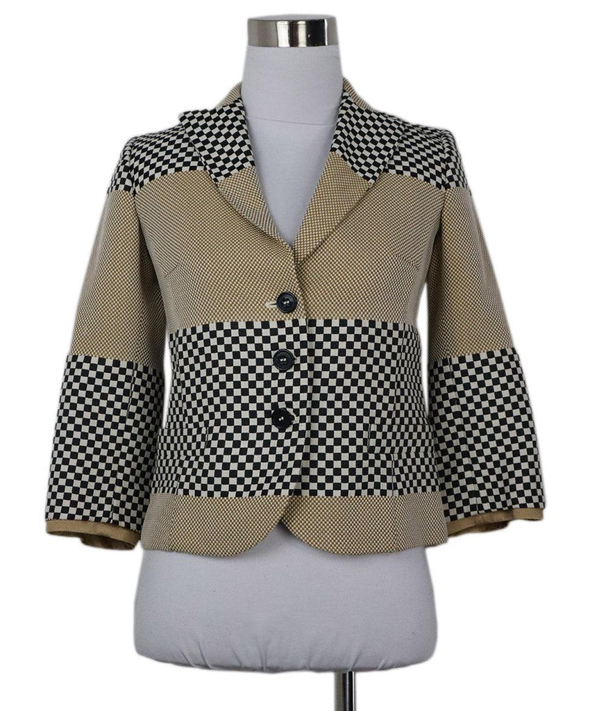 Etro Black White & Beige Check Print Jacket sz 4 - Michael's Consignment NYC