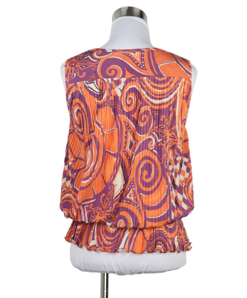 Etro Orange & Purple Pleated Top sz 6 - Michael's Consignment NYC