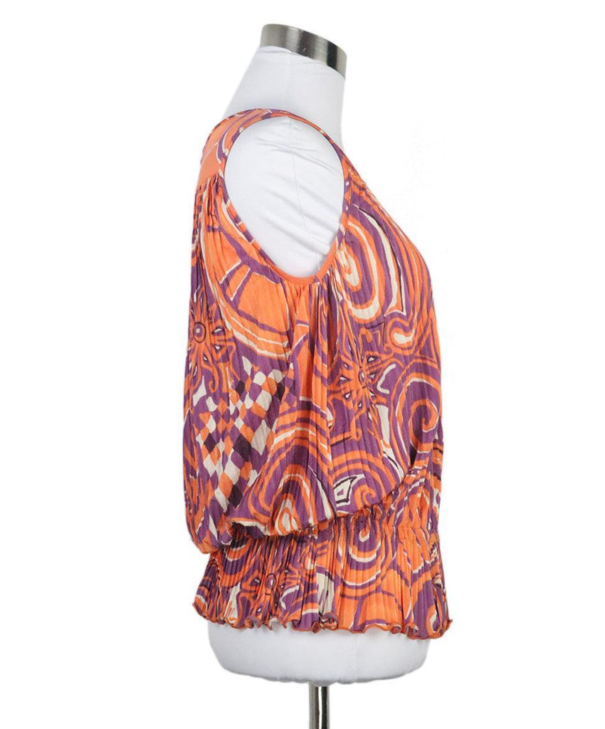 Etro Orange & Purple Pleated Top sz 6 - Michael's Consignment NYC
