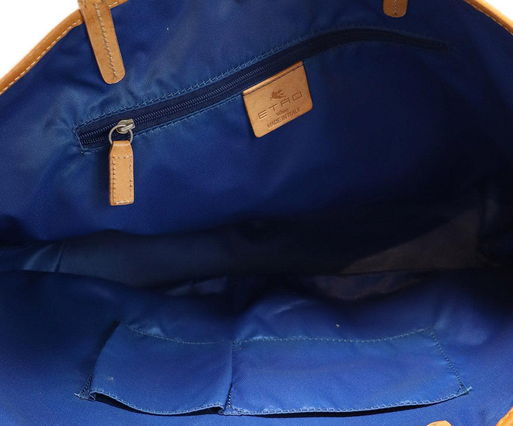 Etro Purple & Green Print Leather Tote - Michael's Consignment NYC