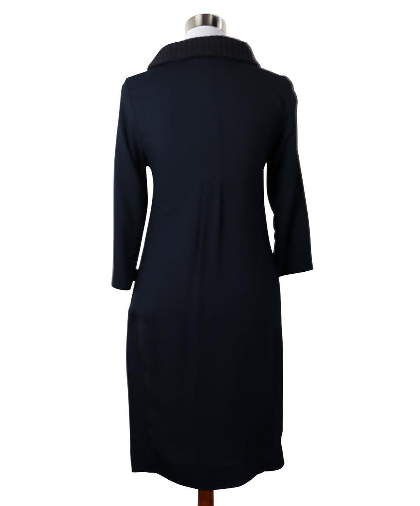 Fabiana Filippi Navy Silk & Grey Knit Dress sz 4 - Michael's Consignment NYC