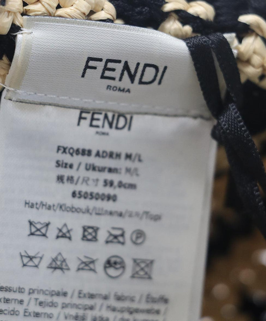 Fendi Black & Beige Raffia Hat - Michael's Consignment NYC