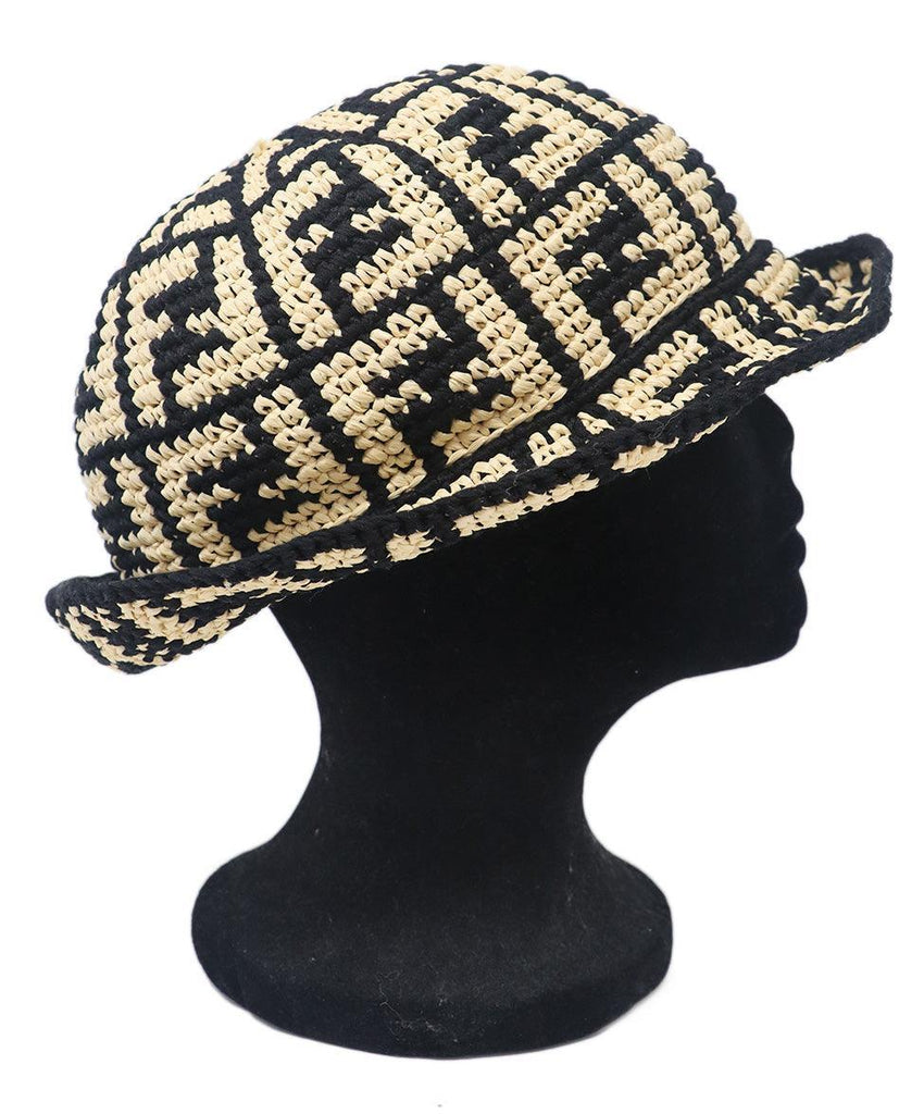 Fendi Black & Beige Raffia Hat - Michael's Consignment NYC