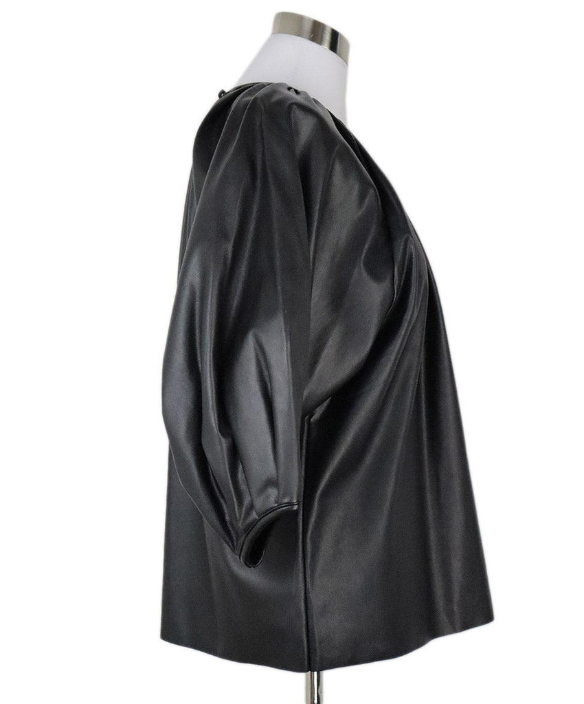 Frankie Shop Black Leather Puff Sleeve Shirt sz 4 - Michael's Consignment NYC