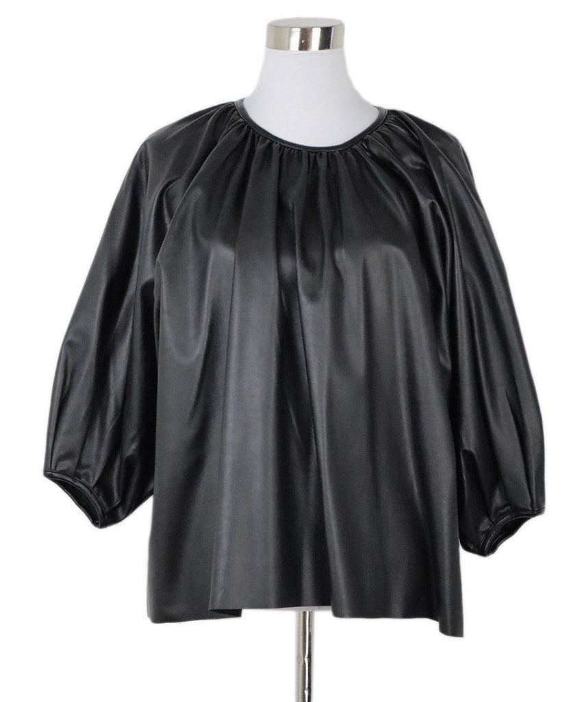 Frankie Shop Black Leather Puff Sleeve Shirt sz 4 - Michael's Consignment NYC