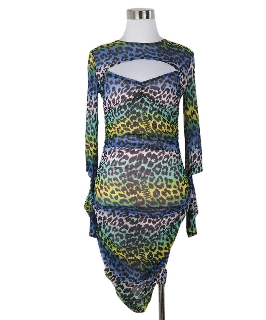 Ganni Blue & Yellow Animal Print Dress sz 2 - Michael's Consignment NYC