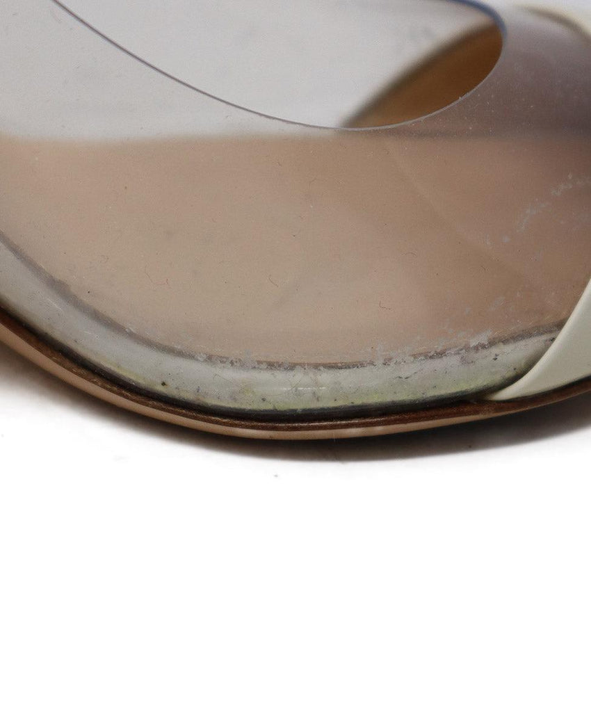Gianvito Rossi Ivory Patent Leather & Clear Heels sz 7.5 - Michael's Consignment NYC