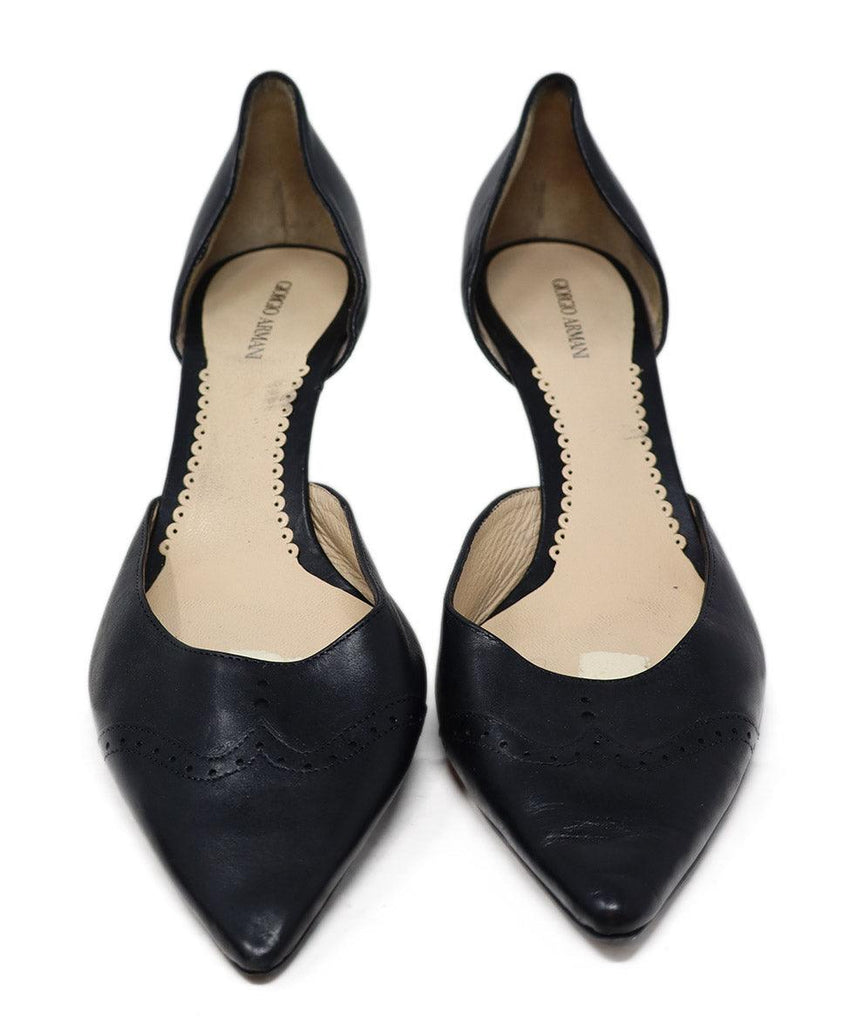 Giorgio Armani Black Leather Heels sz 10.5 - Michael's Consignment NYC