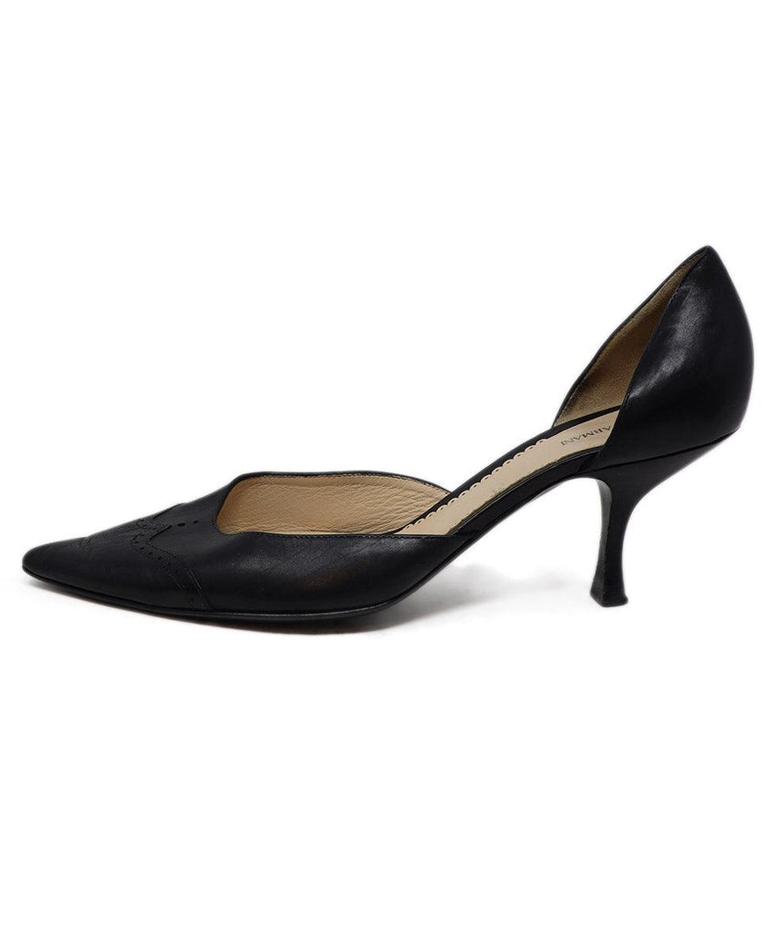 Giorgio Armani Black Leather Heels sz 10.5 - Michael's Consignment NYC