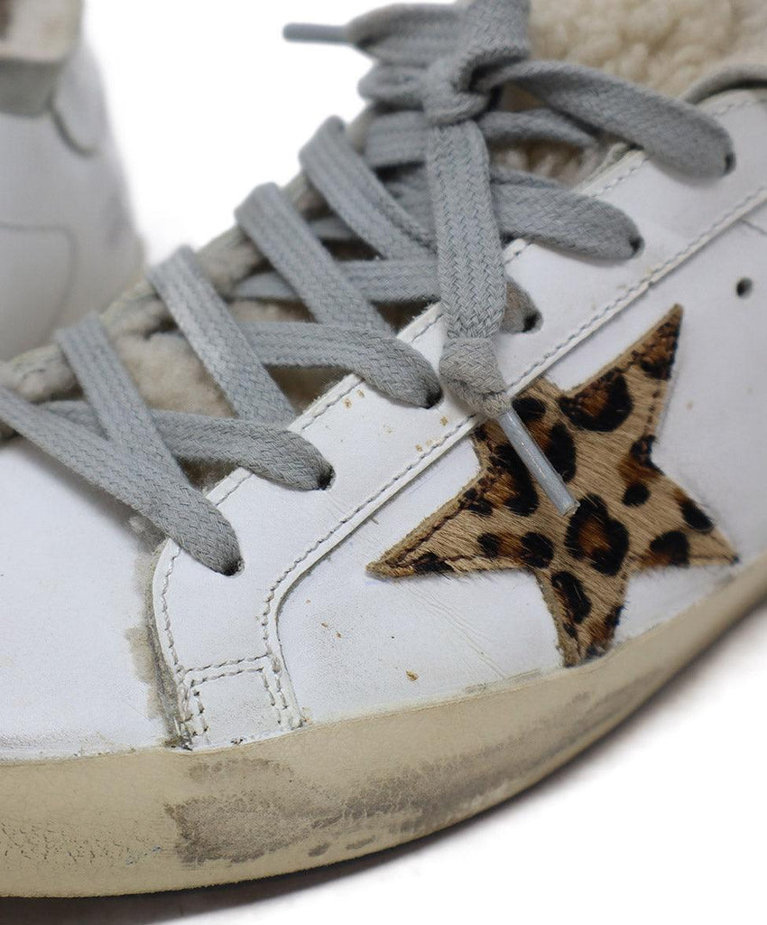 Golden Goose White Leather & Leopard Print Sneakers sz 7 - Michael's Consignment NYC