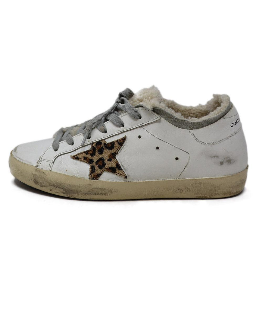 Golden Goose White Leather & Leopard Print Sneakers sz 7 - Michael's Consignment NYC
