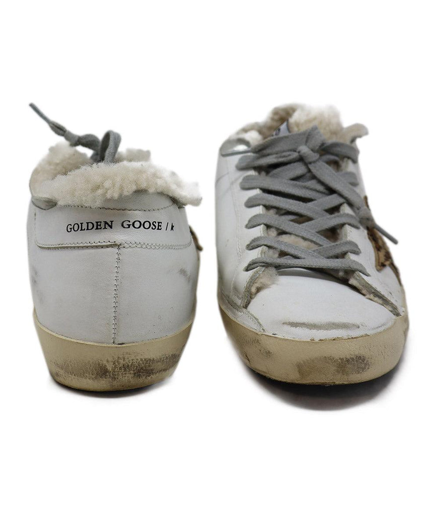 Golden Goose White Leather & Leopard Print Sneakers sz 7 - Michael's Consignment NYC