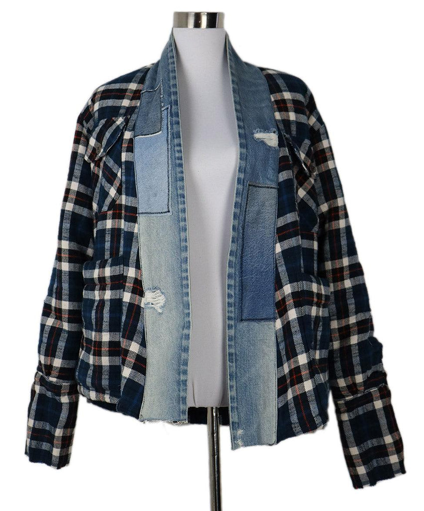 Greg Lauren Navy & White Flannel Jacket sz 2 - Michael's Consignment NYC