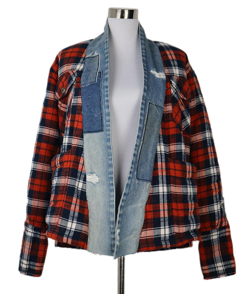 Greg Lauren Red & Blue Flannel Jacket sz 2 - Michael's Consignment NYC