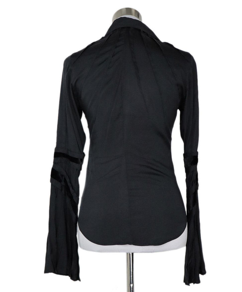 Gucci Black Silk & Velvet Blouse sz 2 - Michael's Consignment NYC