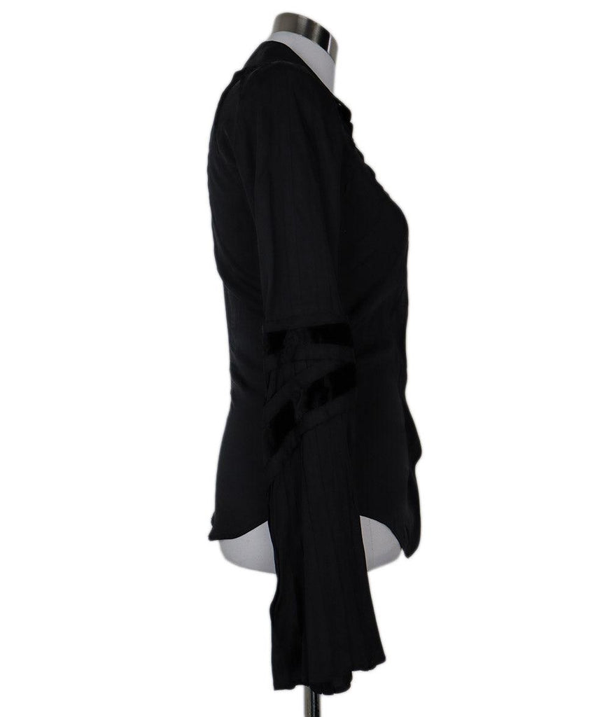 Gucci Black Silk & Velvet Blouse sz 2 - Michael's Consignment NYC
