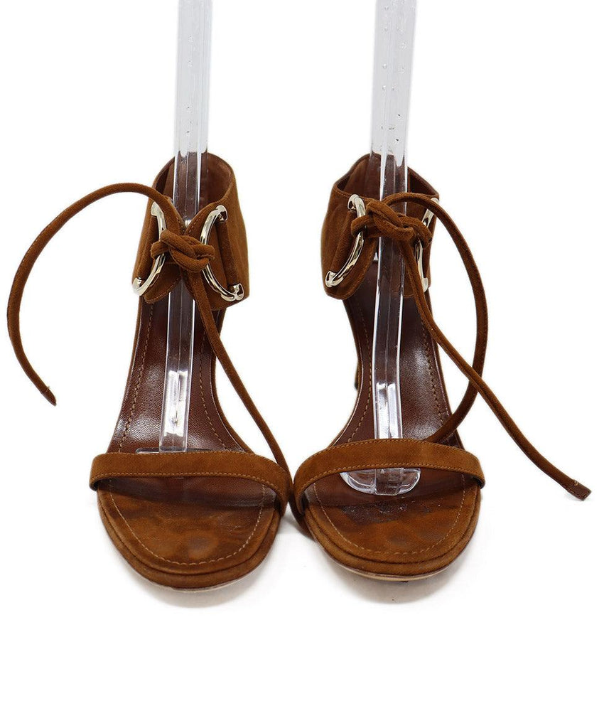 Gucci Brown Suede & Gold Metal Heels sz 9 - Michael's Consignment NYC