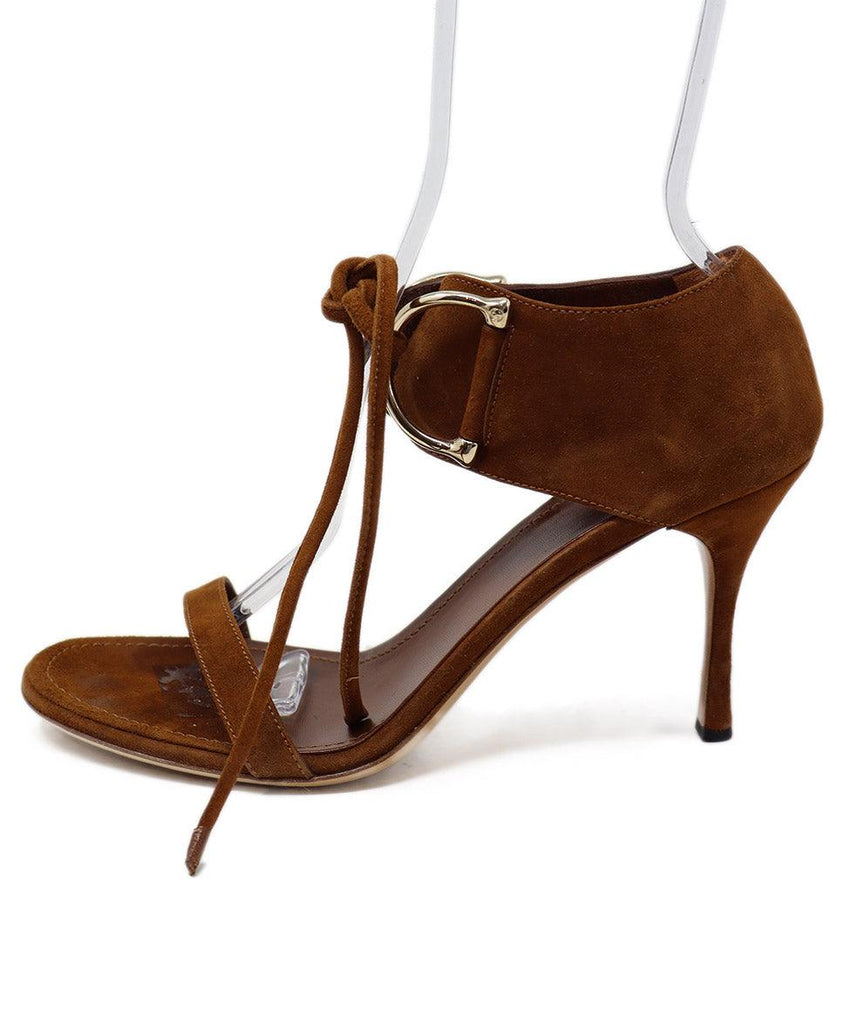 Gucci Brown Suede & Gold Metal Heels sz 9 - Michael's Consignment NYC