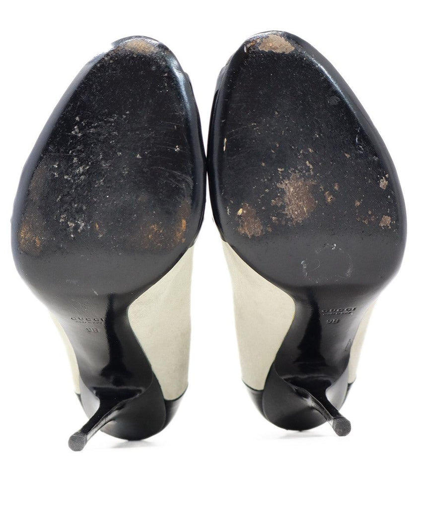 Gucci Grey Suede & Black Patent Peep Toe Heels sz 9 - Michael's Consignment NYC