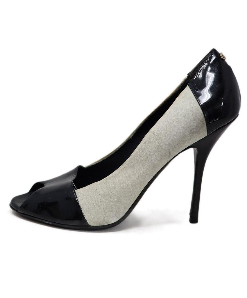 Gucci Grey Suede & Black Patent Peep Toe Heels sz 9 - Michael's Consignment NYC