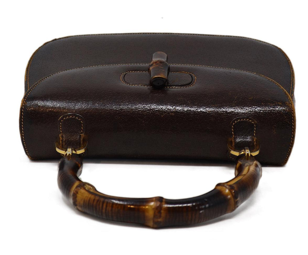 Gucci Vintage Brown Pigskin & Bamboo Bag - Michael's Consignment NYC