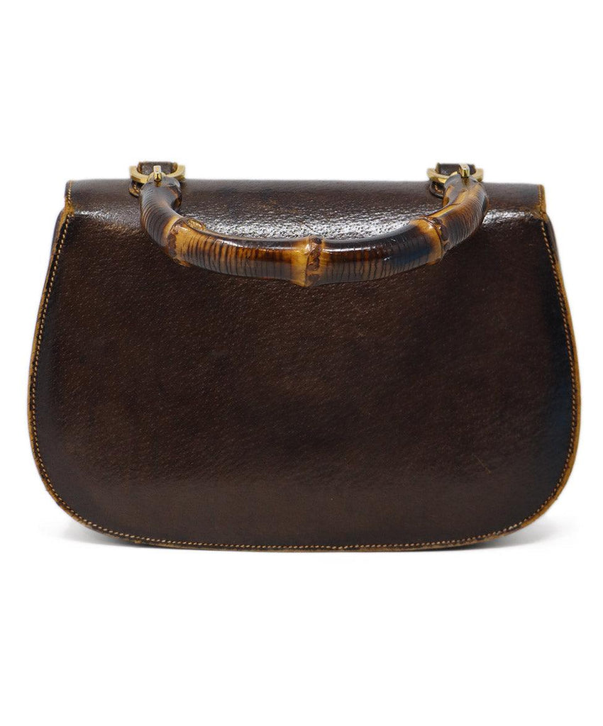 Gucci Vintage Brown Pigskin & Bamboo Bag - Michael's Consignment NYC
