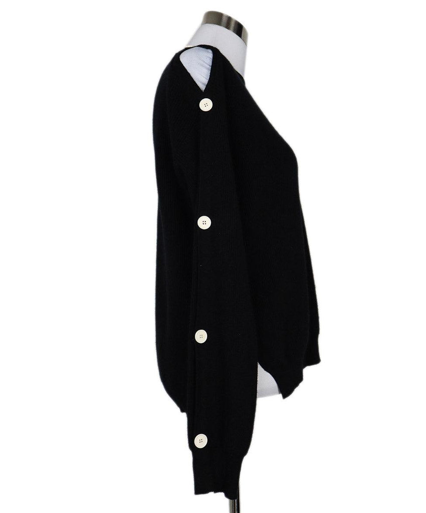 Helmut Lang Black Cashmere Sweater w/ Button Trim sz 4 - Michael's Consignment NYC