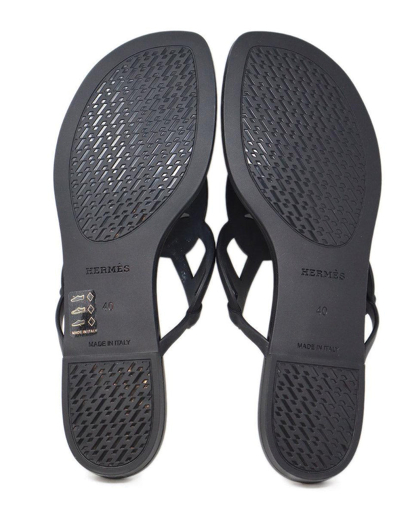 Hermes Black Rubber Sandals sz 10 - Michael's Consignment NYC