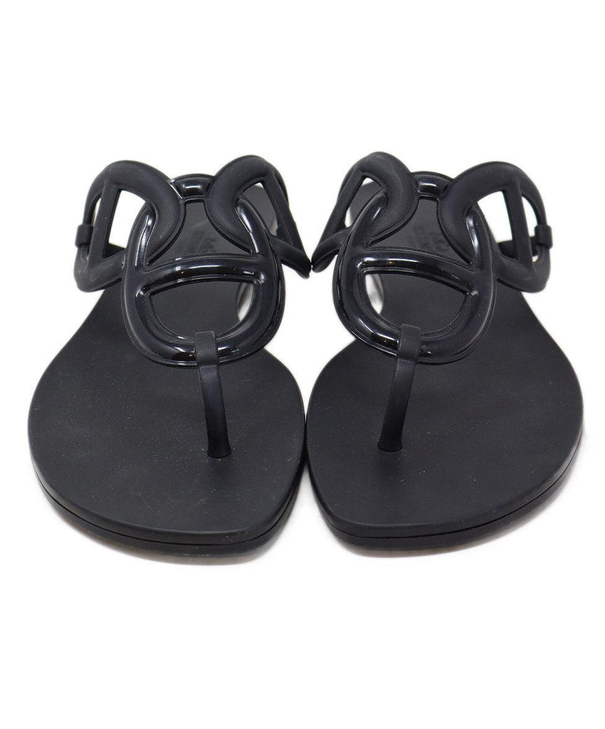 Hermes Black Rubber Sandals sz 10 - Michael's Consignment NYC