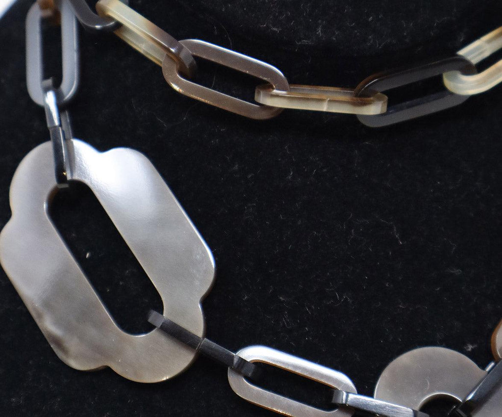 Hermes Brown Horn Links Necklace - Michael's Consignment NYC