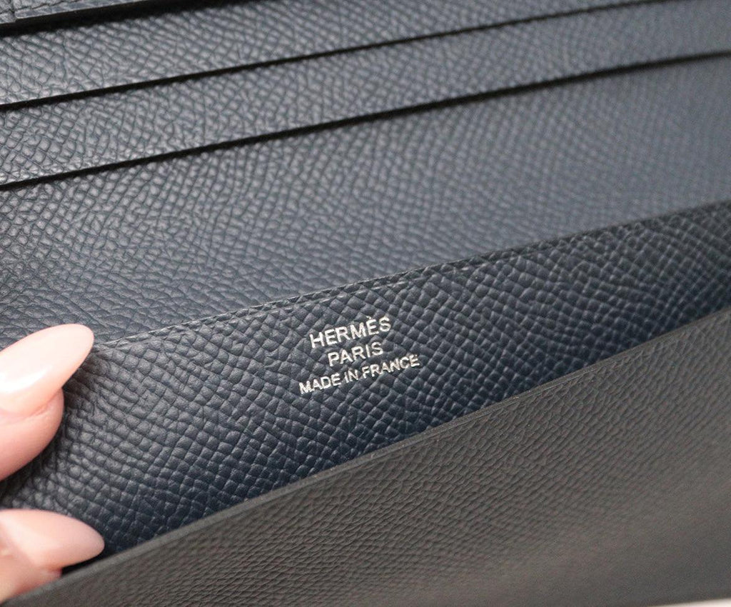 Hermes Navy Leather Wallet - Michael's Consignment NYC