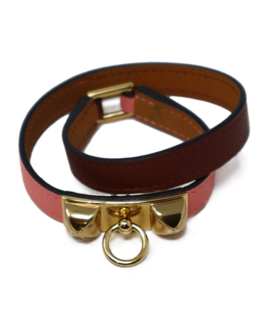 Hermes Pink & Burgundy Collier de Chien Leather Bracelet - Michael's Consignment NYC