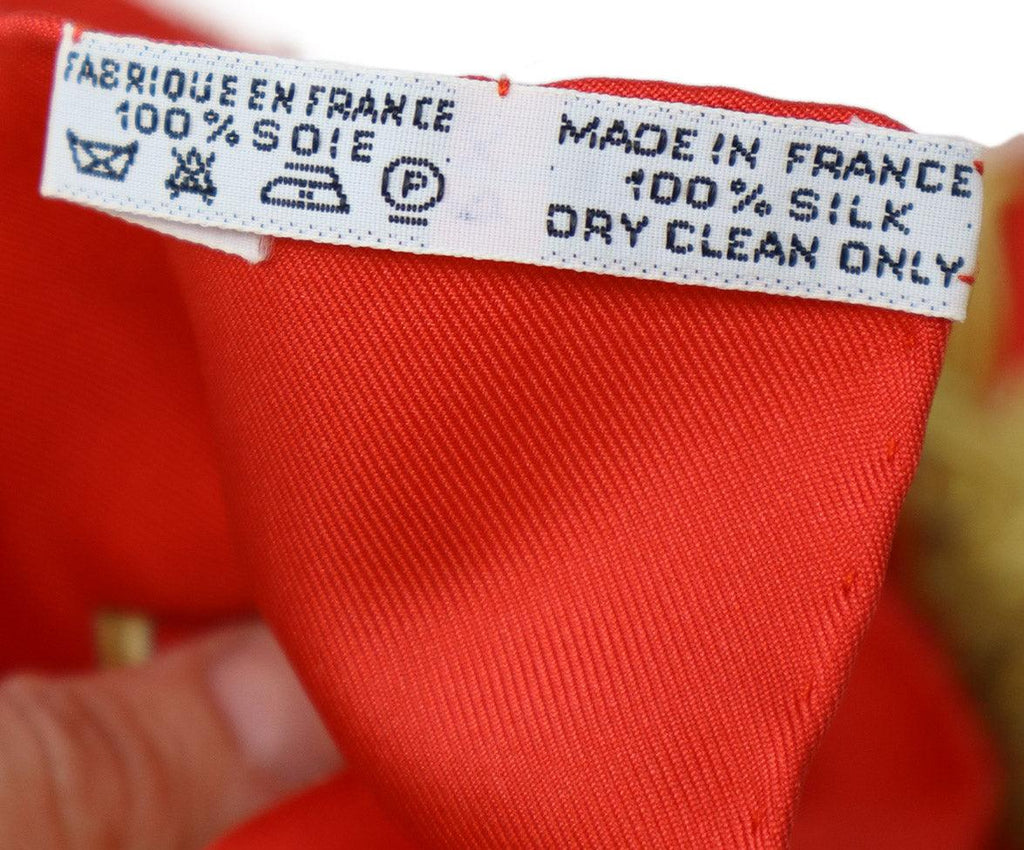 Hermes Red Gold & White Print Silk Scarf - Michael's Consignment NYC