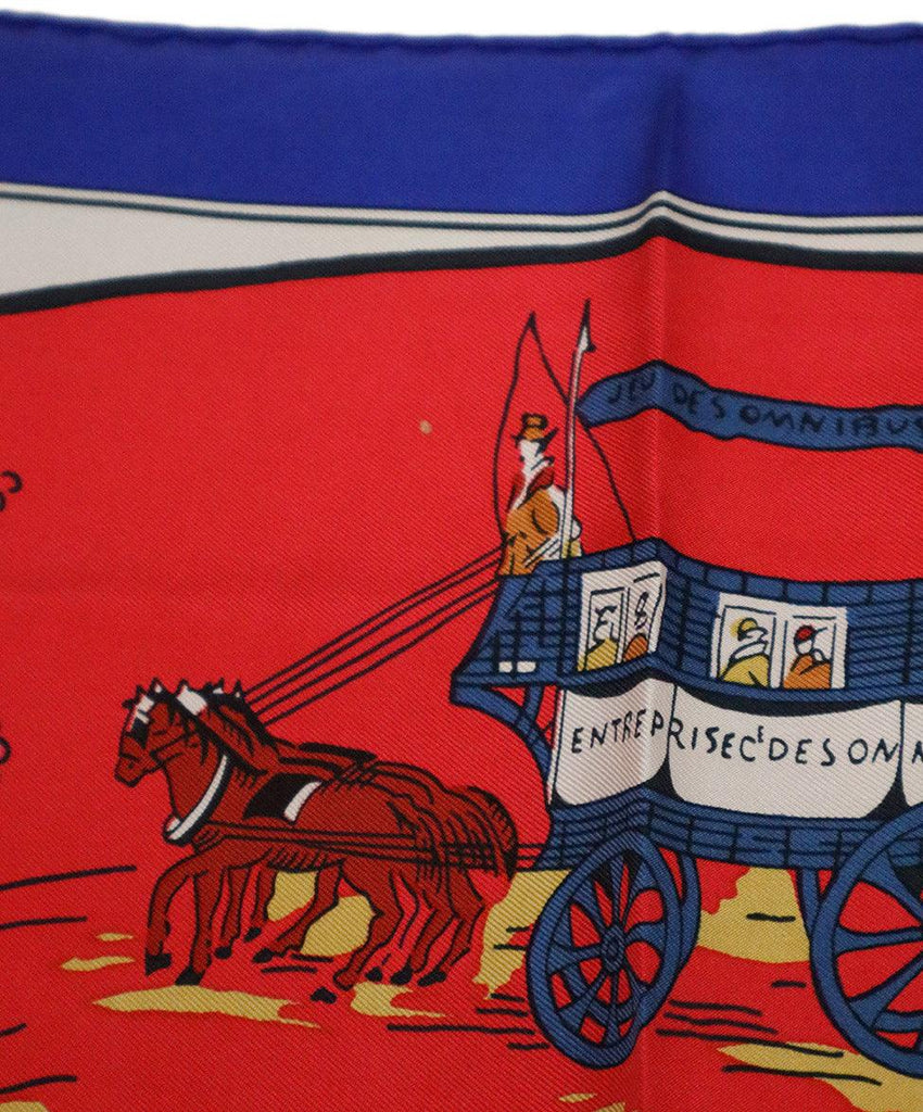 Hermes Red White & Gold Print Silk Scarf - Michael's Consignment NYC