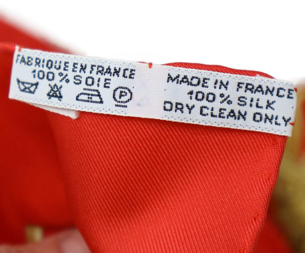 Hermes Red White & Gold Print Silk Scarf - Michael's Consignment NYC