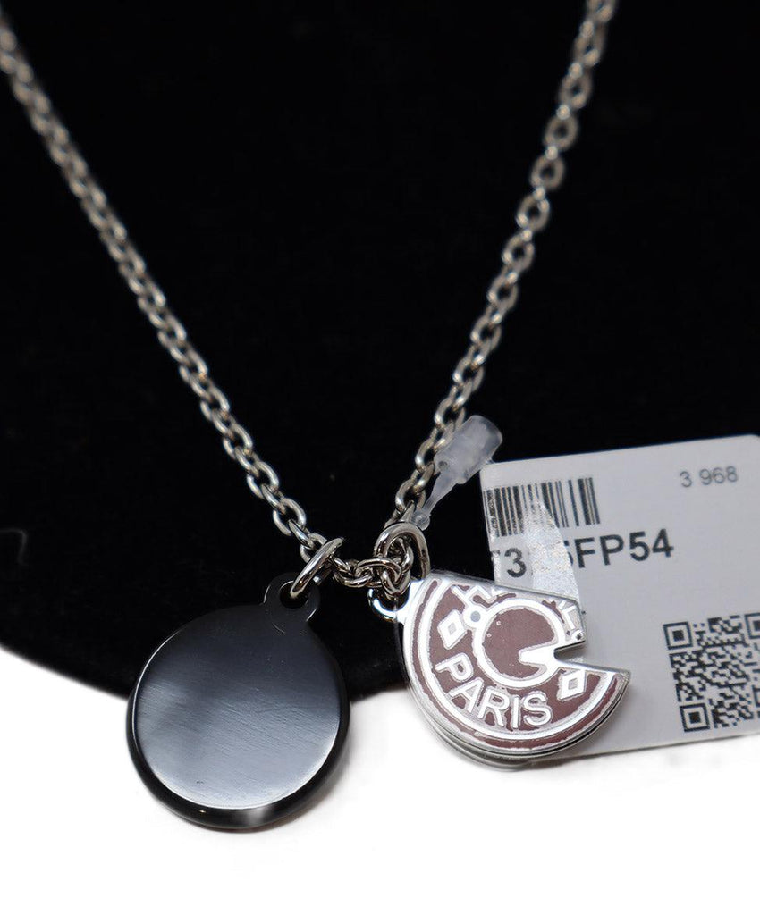 Hermes Silver & Black Pendant Necklace - Michael's Consignment NYC