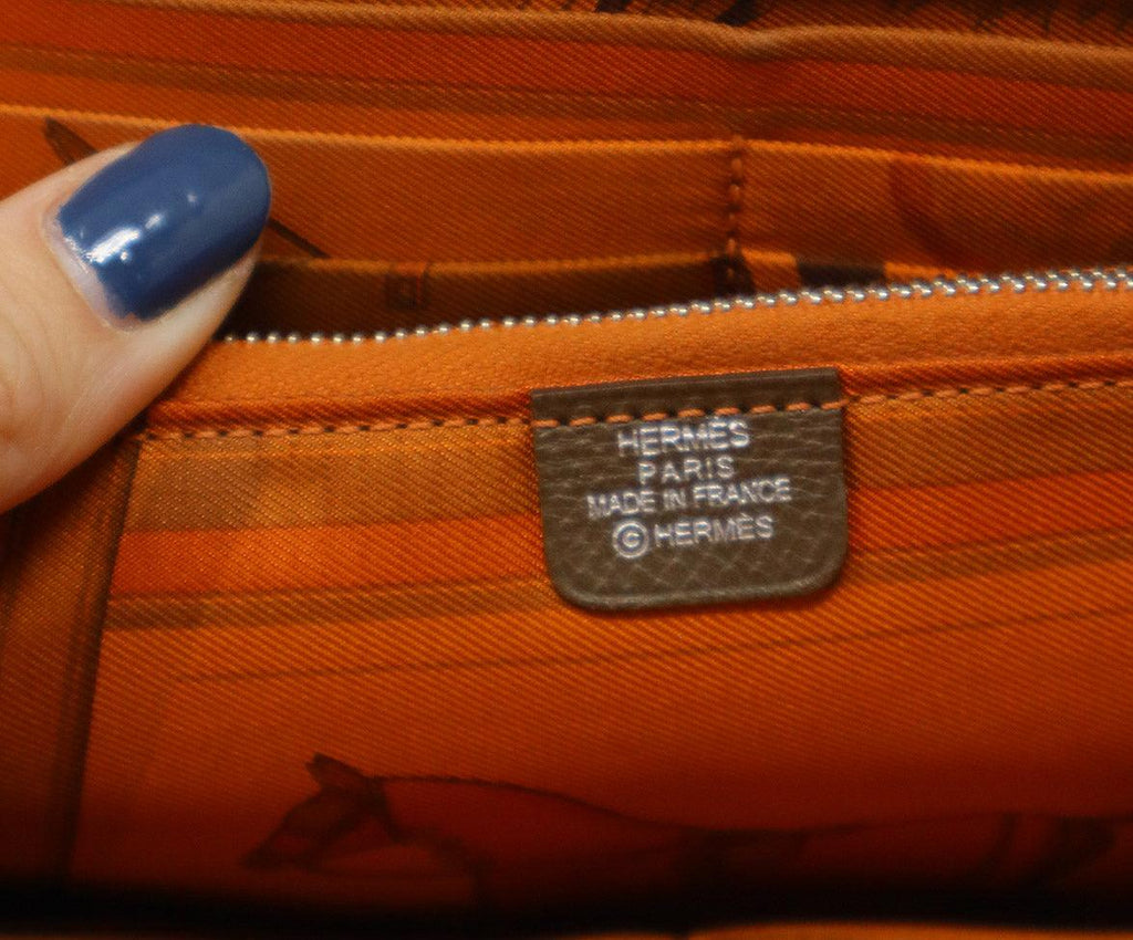 Hermes Taupe Leather Zip Around Wallet - Michael's Consignment NYC