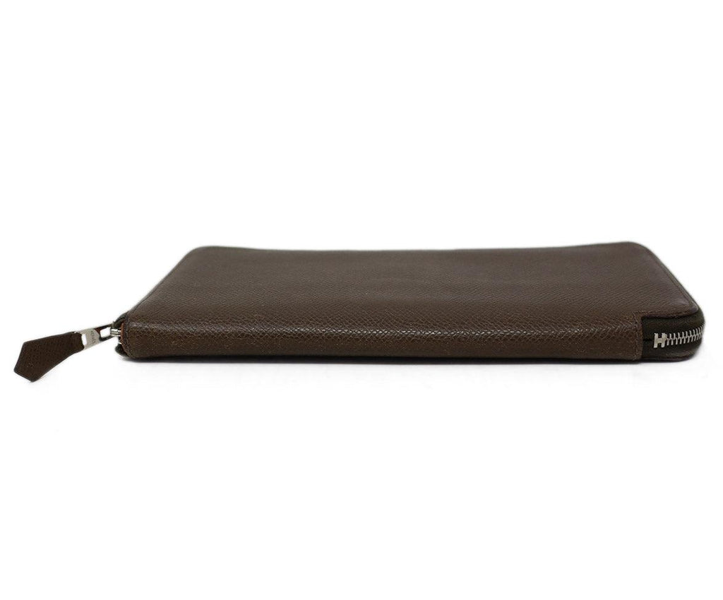 Hermes Taupe Leather Zip Around Wallet - Michael's Consignment NYC