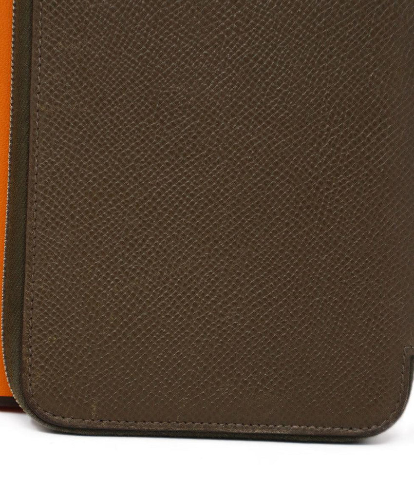 Hermes Taupe Leather Zip Around Wallet - Michael's Consignment NYC