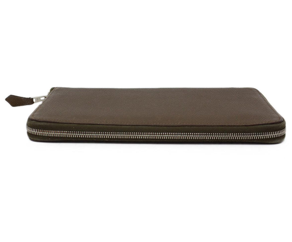 Hermes Taupe Leather Zip Around Wallet - Michael's Consignment NYC