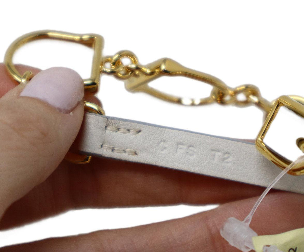 Hermes White Leather & Gold Bracelet - Michael's Consignment NYC
