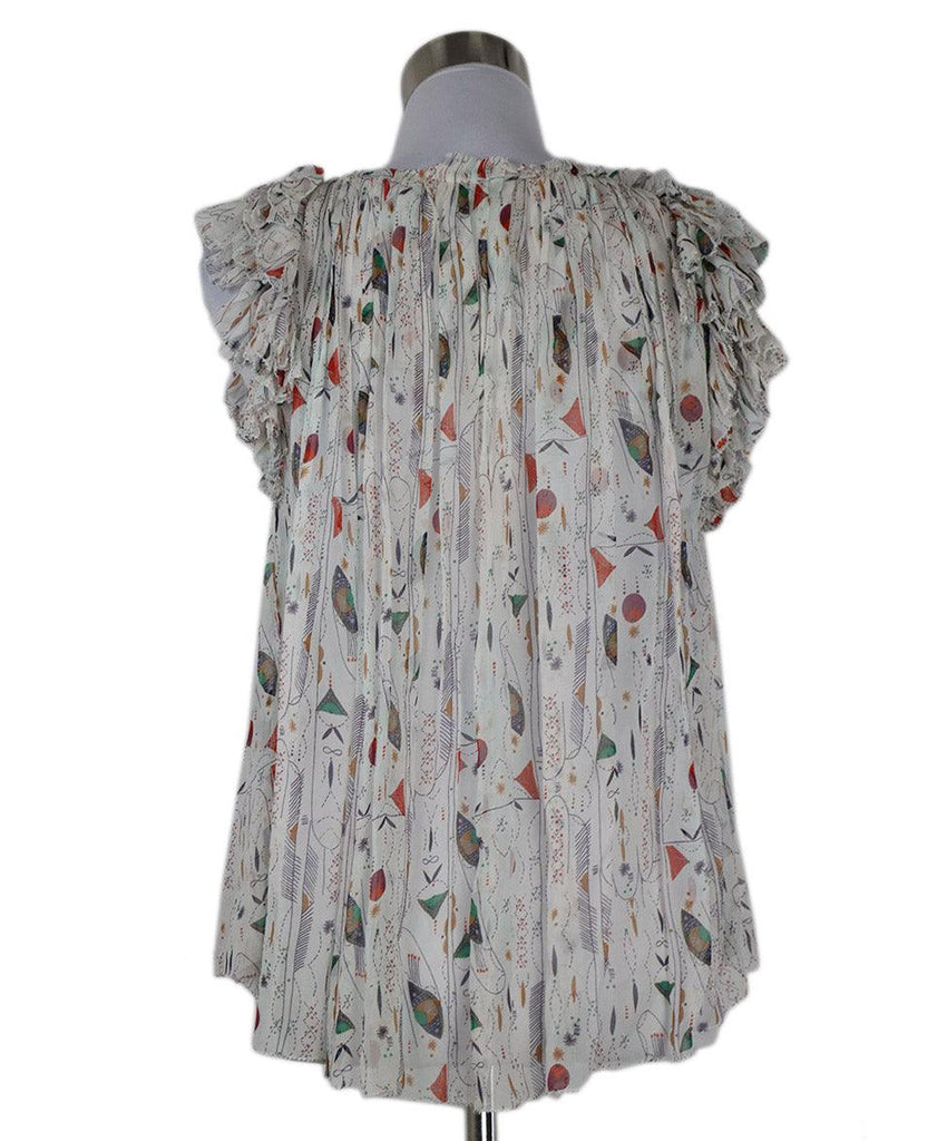 Isabel Marant White Print Silk Top sz 4 - Michael's Consignment NYC