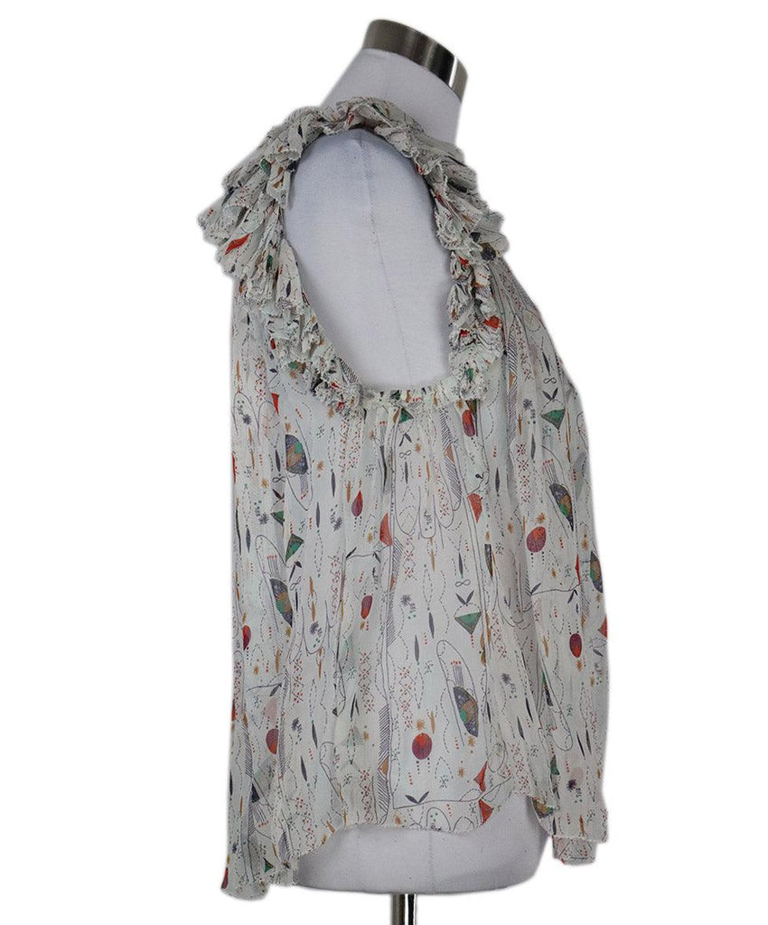 Isabel Marant White Print Silk Top sz 4 - Michael's Consignment NYC