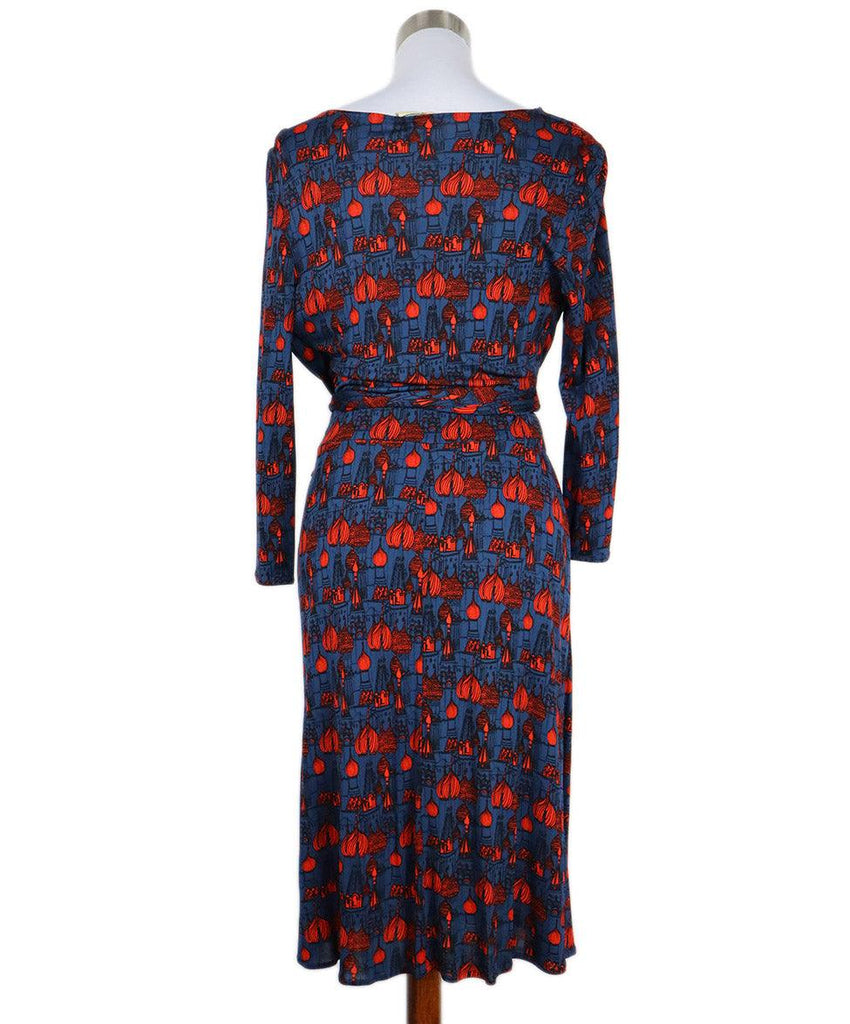 Issa Navy & Red Print Rayon Dress sz 10 - Michael's Consignment NYC