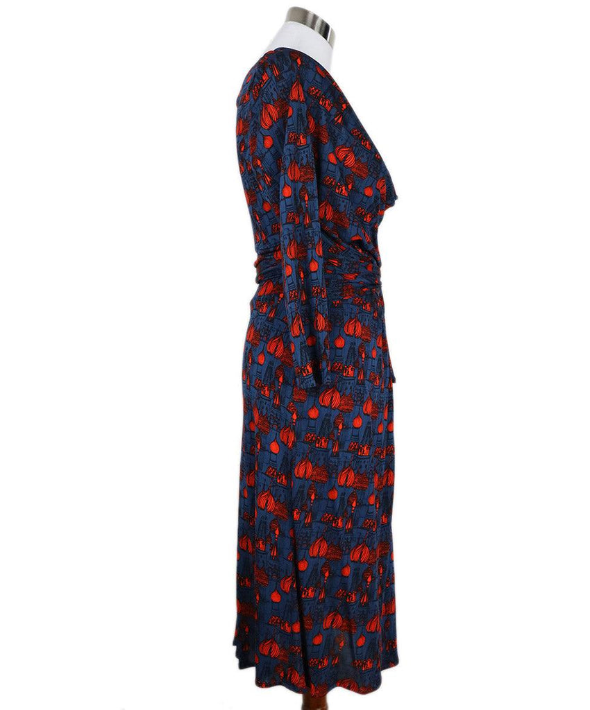 Issa Navy & Red Print Rayon Dress sz 10 - Michael's Consignment NYC