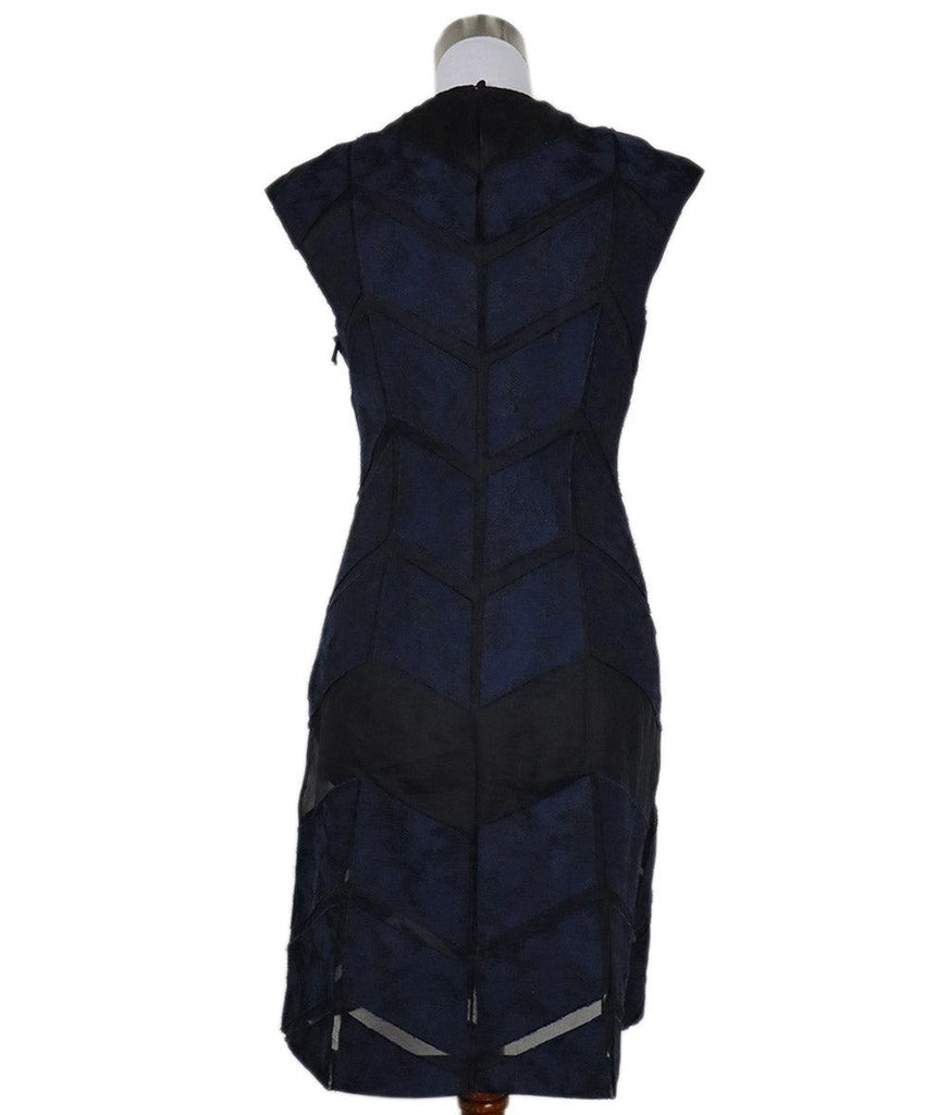 J. Mendel Blue & Black Wool Dress sz 8 - Michael's Consignment NYC