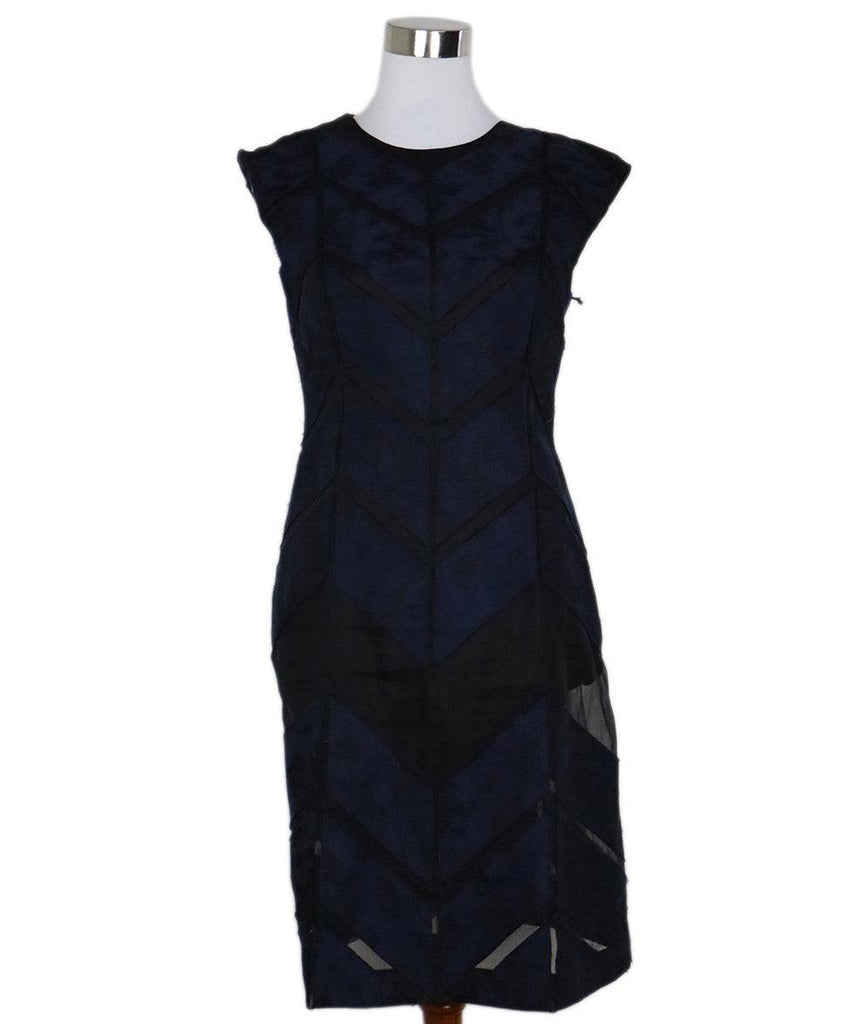 J. Mendel Blue & Black Wool Dress sz 8 - Michael's Consignment NYC