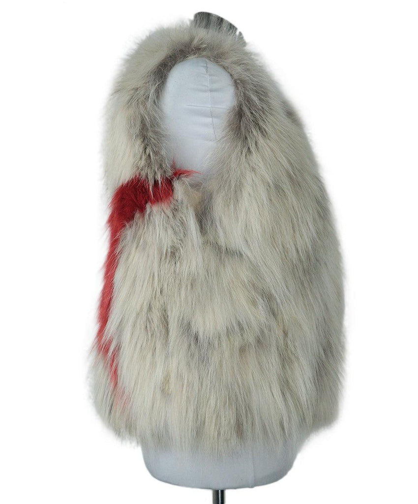 Jet Set Beige & Red Fox Fur Vest sz 2 - Michael's Consignment NYC